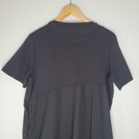 COS Black Short Sleeve Mini Dress Size M Asymmetrical Pockets Front Pleat - Picture 10 of 14